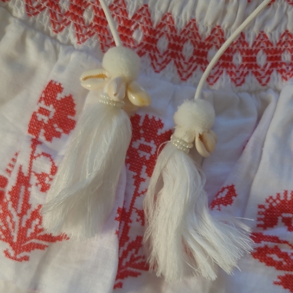 Revolve Milly Red & White 'Estee' Cross Stitch Embroidered Skirt - Size 10 - Picture 6 of 11